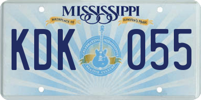 MS license plate KDK055