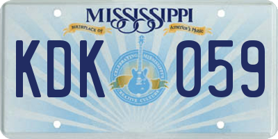 MS license plate KDK059