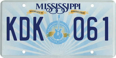 MS license plate KDK061