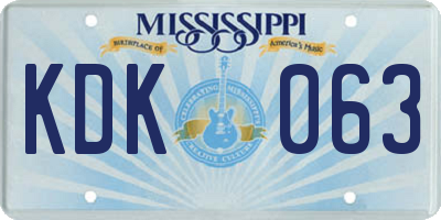 MS license plate KDK063