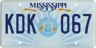 MS license plate KDK067