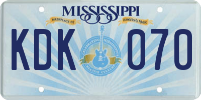 MS license plate KDK070