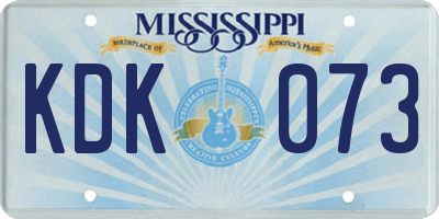 MS license plate KDK073
