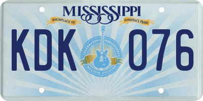 MS license plate KDK076