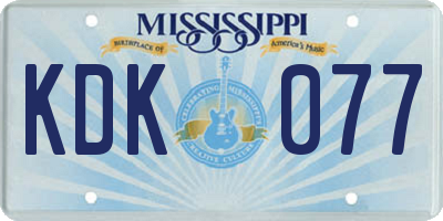 MS license plate KDK077