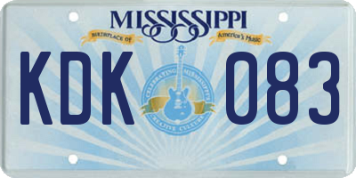 MS license plate KDK083