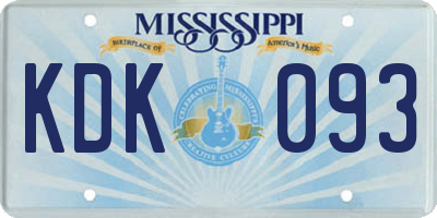 MS license plate KDK093
