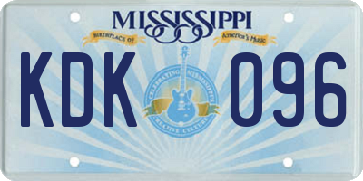 MS license plate KDK096