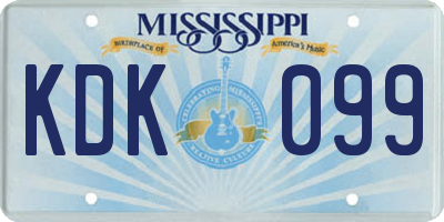 MS license plate KDK099