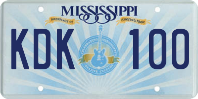 MS license plate KDK100