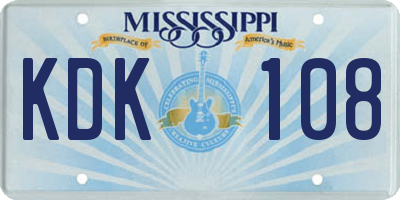 MS license plate KDK108