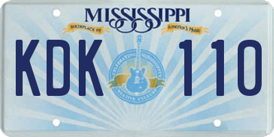 MS license plate KDK110