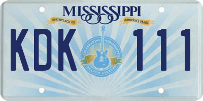 MS license plate KDK111