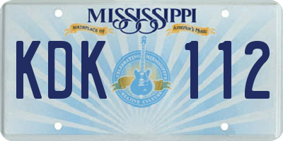 MS license plate KDK112