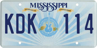 MS license plate KDK114