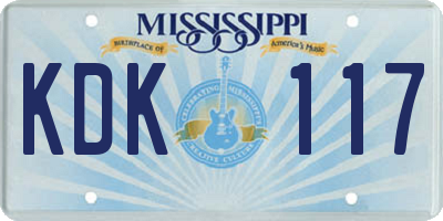 MS license plate KDK117