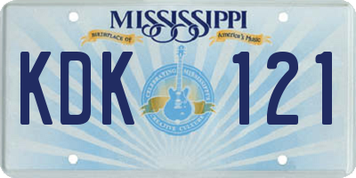 MS license plate KDK121