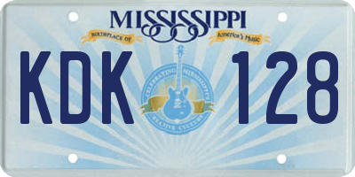 MS license plate KDK128