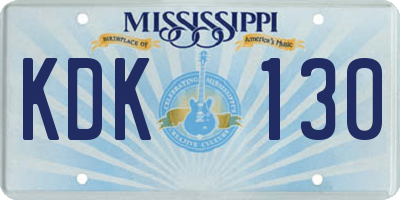 MS license plate KDK130