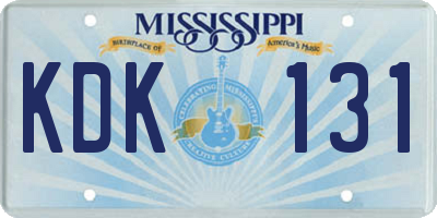 MS license plate KDK131