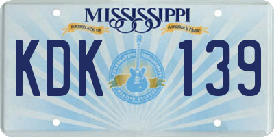 MS license plate KDK139