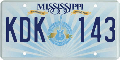 MS license plate KDK143