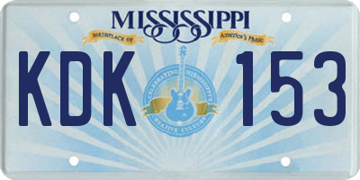 MS license plate KDK153