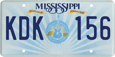 MS license plate KDK156