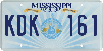 MS license plate KDK161
