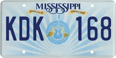 MS license plate KDK168