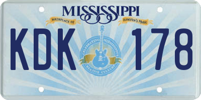 MS license plate KDK178
