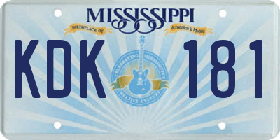 MS license plate KDK181