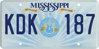 MS license plate KDK187