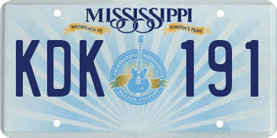 MS license plate KDK191