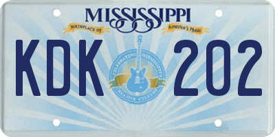 MS license plate KDK202