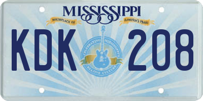 MS license plate KDK208
