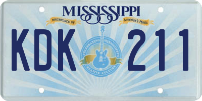 MS license plate KDK211