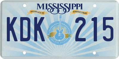 MS license plate KDK215