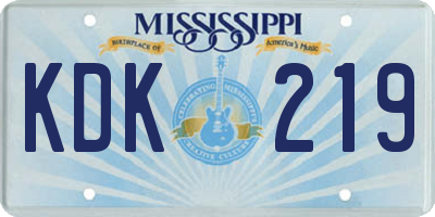 MS license plate KDK219