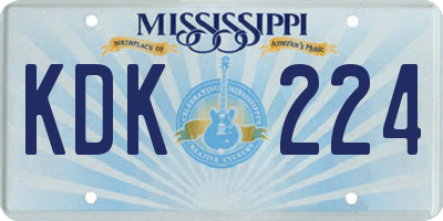 MS license plate KDK224