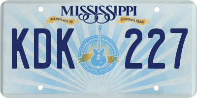 MS license plate KDK227