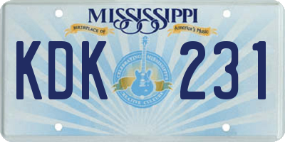 MS license plate KDK231