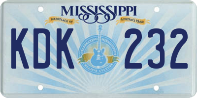MS license plate KDK232