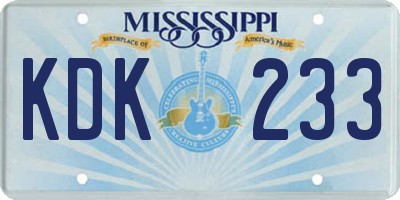 MS license plate KDK233
