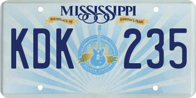 MS license plate KDK235