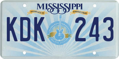 MS license plate KDK243