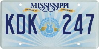 MS license plate KDK247