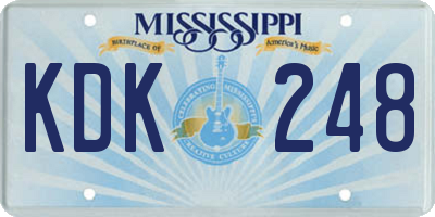 MS license plate KDK248