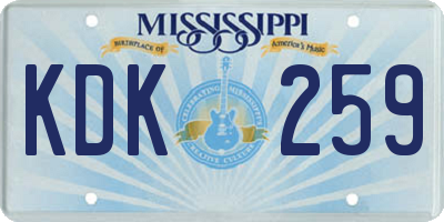 MS license plate KDK259