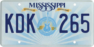 MS license plate KDK265